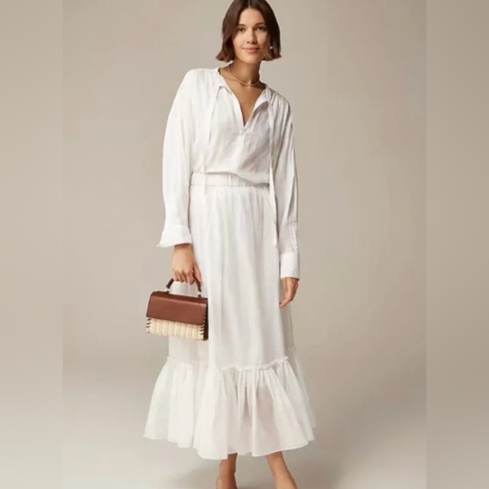 J.Crew V-neck tie‎ top in cotton-blend dobby, Size XS